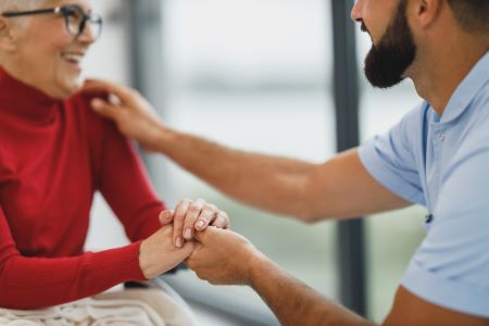 personal care aid interacts with client